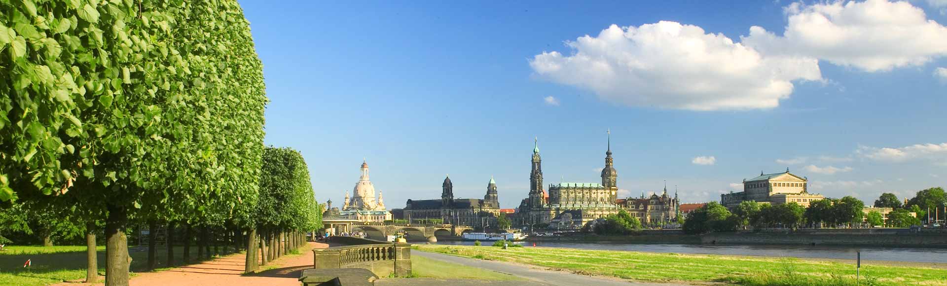 Canalettoblick am Elbufer Dresden